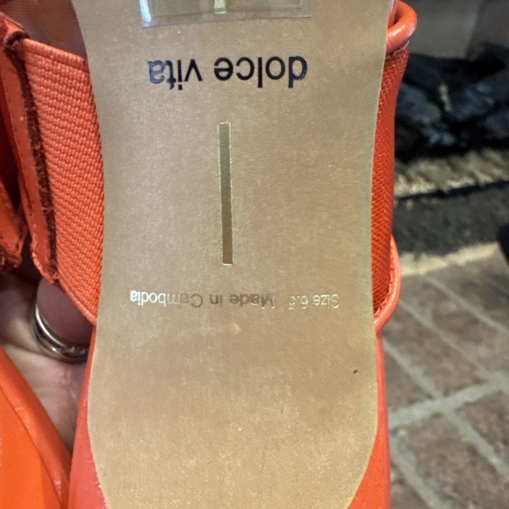 Dolce Vita Womens Sandals Orange Mesh Open-Toe Slide Square Toe Size‎ 6.5 #225 - Picture 4 of 16